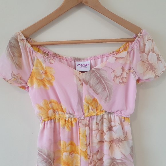 Mango Size 10 Girls Youth Jumpsuit with Trail Pink and Yellow Summer Dress - Picture 6 of 8